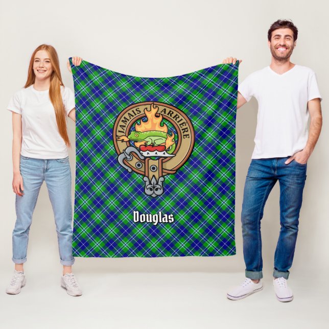Cobertor De Velo Clan Douglas Crest sobre Tartan (In Situ)