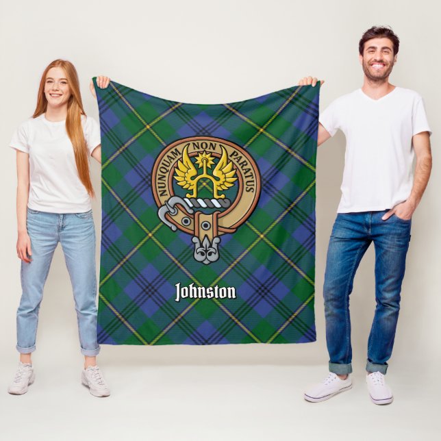 Cobertor De Velo Clan Johnston Crest sobre Tartan (In Situ)