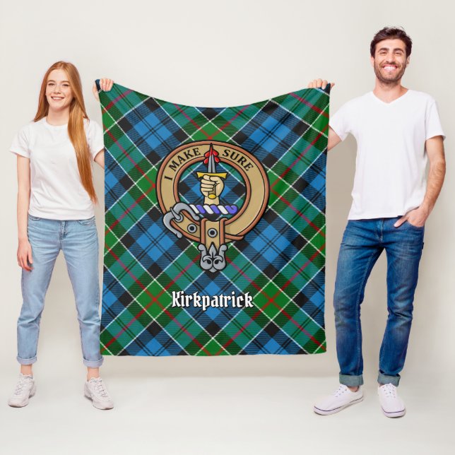 Cobertor De Velo Clan Kirkpatrick Crest sobre Tartan (In Situ)