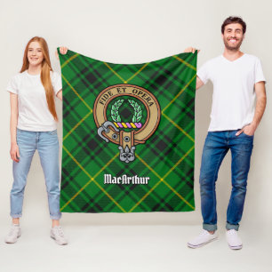 Cobertor De Velo Clan MacArthur Crest sobre Tartan