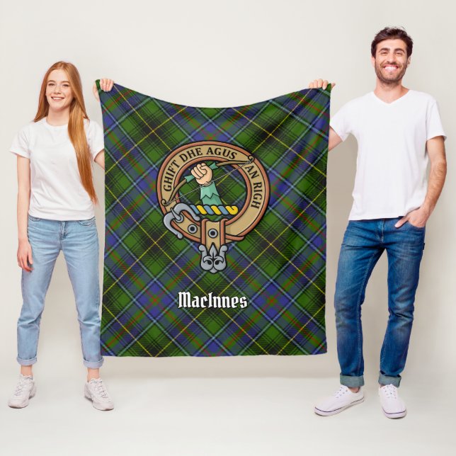 Cobertor De Velo Clan MacInnes Crest sobre Tartan (In Situ)