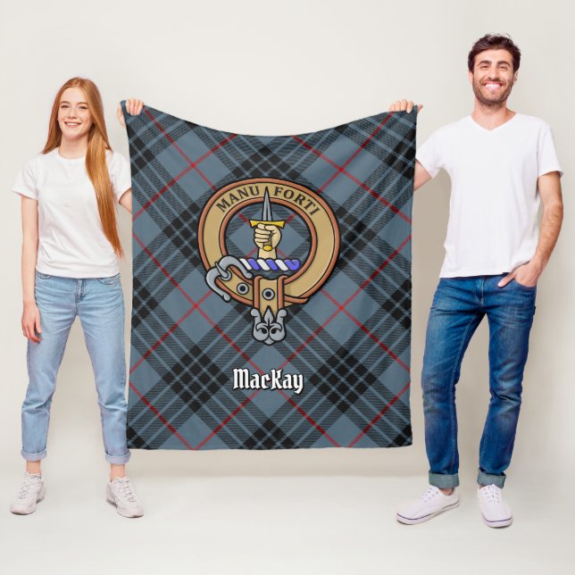 Cobertor De Velo Clan MacKay Crest sobre Blue Tartan (In Situ)