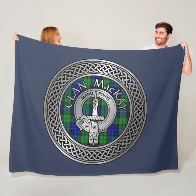 Cobertor De Velo Clan MacKay Crest & Tartan Knot Fleece Blanket (In Situ)