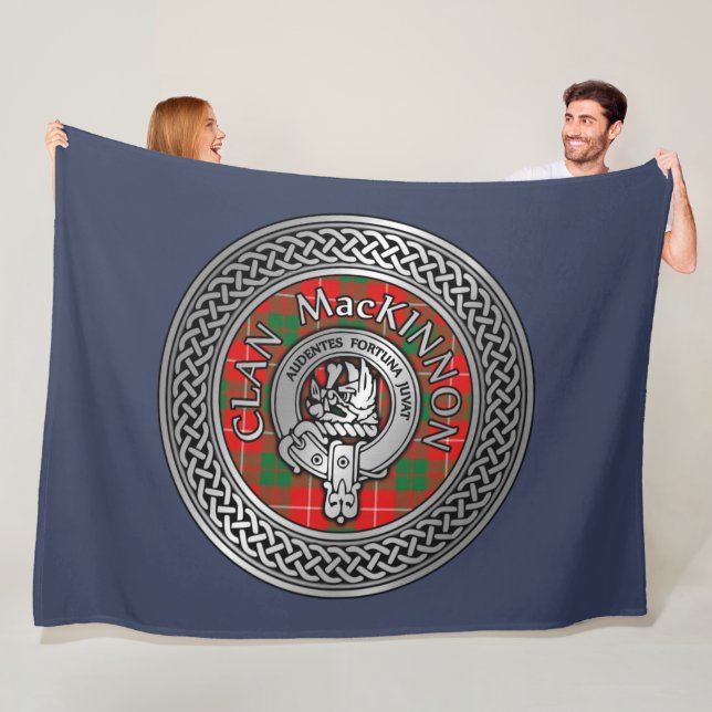 Cobertor De Velo Clan MacKinnon Crest & Tartan Knot Fleece Blanket (In Situ)