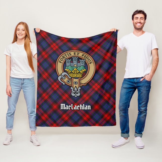 Cobertor De Velo Clan MacLachlan Crest sobre Tartan (In Situ)