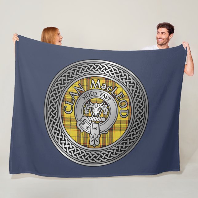 Cobertor De Velo Clan MacLeod Crest & Tartan Knot Fleece Blanket (In Situ)