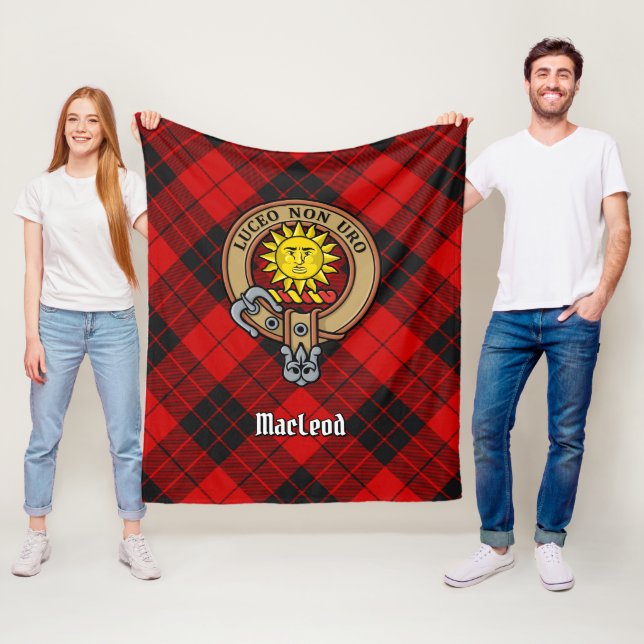 Cobertor De Velo Clan MacLeod de Raasay Crest sobre Tartan (In Situ)
