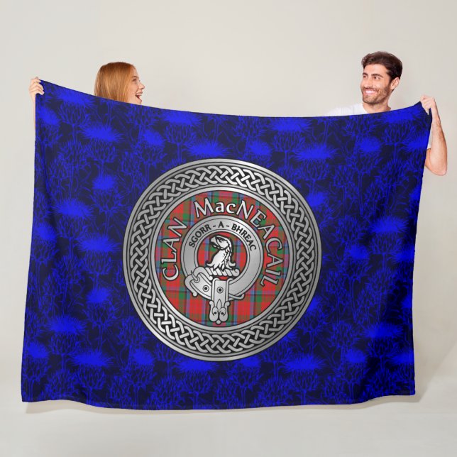 Cobertor De Velo Clan MacNeacail | MacNicol Brasão e Nó de Tartã (In Situ)