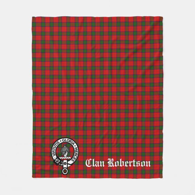 Cobertor De Velo Clan Robertson Crest Crachá e Tartan (Frente)