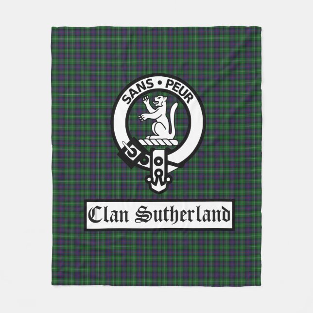 Cobertor De Velo Clan Sutherland Crest Crachá & Tartan (Frente)