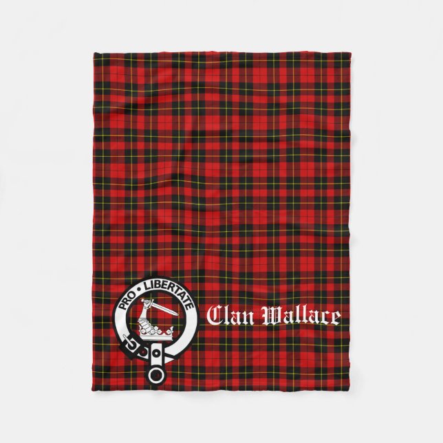 Cobertor De Velo Clan Wallace Crest Crachá e Tartan (Frente)