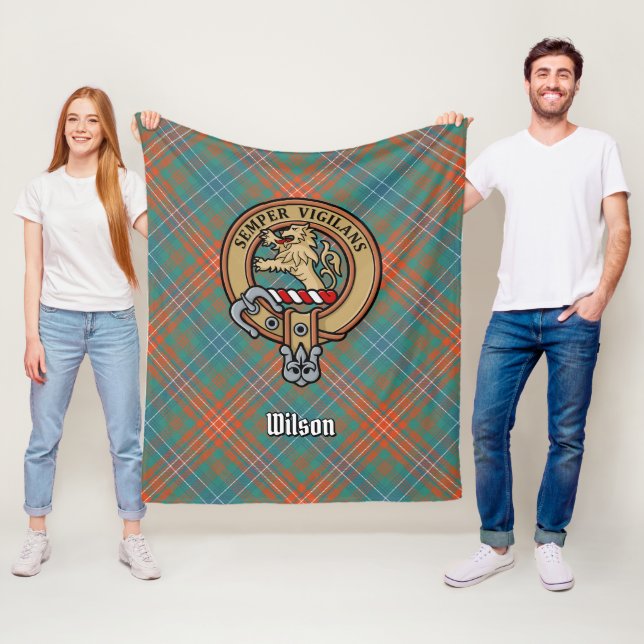 Cobertor De Velo Clan Wilson Crest sobre o Antigo Tartan (In Situ)