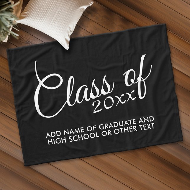 Cobertor De Velo Classe com Ano e Segundo grau Personalizados (Custom Fleece Blanket - Add Graduation Text)
