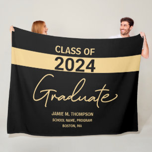 Cobertor De Velo Classe de 2024 Graduação Personalizada Dourada Pre