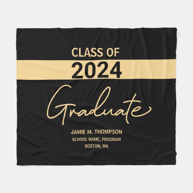 Cobertor De Velo Classe Personalizada de Graduação Dourada a Preto  (Frente (Horizontal))