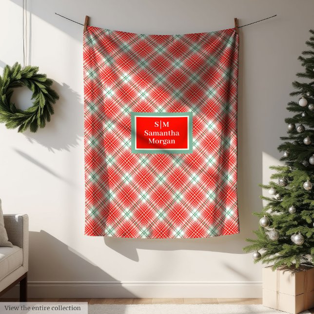 Cobertor De Velo Classic Christmas Blanket Chic Monogram Style (Classic Christmas Blanket Chic Monogram Style)