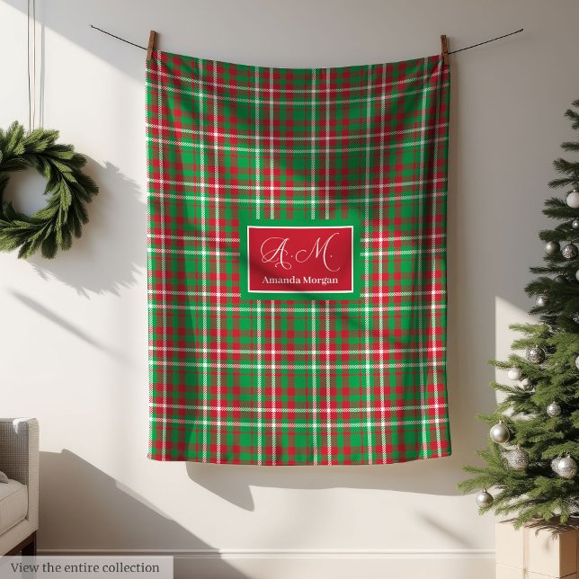 Cobertor De Velo Classic Christmas Plaid Blanket Monogram Holiday (Classic Christmas Plaid Blanket Monogram Holiday)