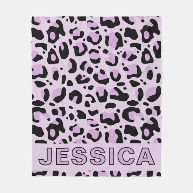 Cobertor De Velo Classic Lavender Pink Leopard Print (Frente)