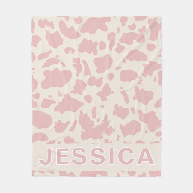 Cobertor De Velo Classic Personalized Pink Cow Print (Frente)