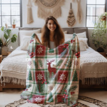Classic Vintage Christmas Plaid & Holly Pattern