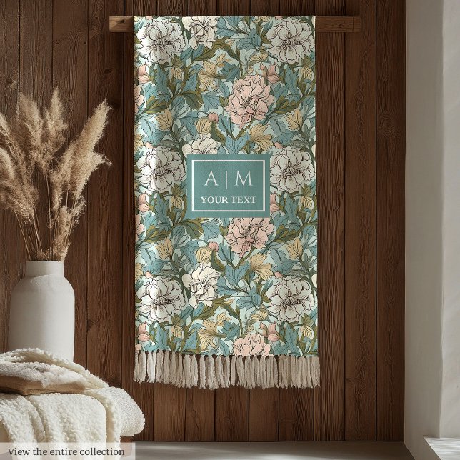 Cobertor De Velo Clássico Morris inspirou o lançamento de arte flor (Classic Morris inspired pastel floral art throw Fleece Blanket )