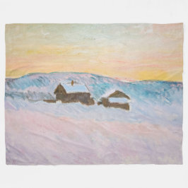 Cobertor De Velo Claude Monet - Paisagem Noruega, Casas Azuis