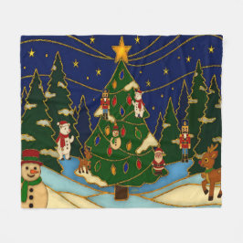 Cobertor De Velo Cloisonne Art Whimsical Forest Classic Christmas