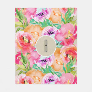 Cobertor De Velo Clorideira Floral Colorida Moderna Kraft