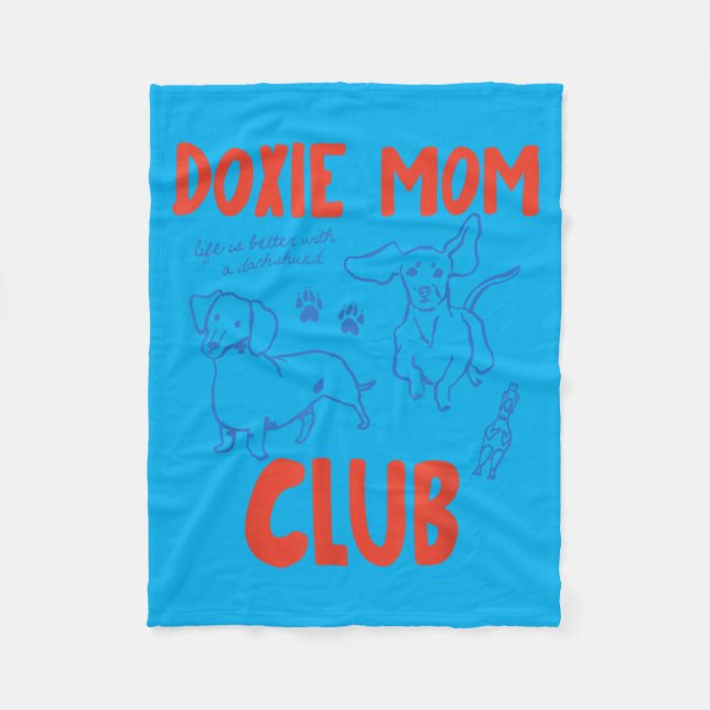 Cobertor De Velo Clube da Mamãe Doxie Cachorro Dachshund Engraçado  (Frente)