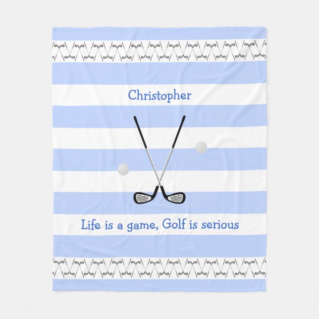 Cobertor De Velo Clubes de golfe brancos azuis personalizados (Frente)