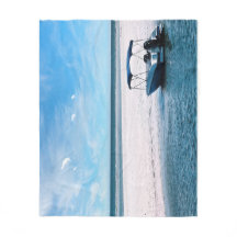 Coastal Boat Wall Art Minimalist Ocean Blue