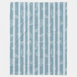 Cobertor De Velo Coastal Nautical Pattern | Blue Sea Shell & Seahor