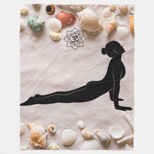 Cobertor De Velo Coastal Serenity: Cobra Pose with Om Mandala (Frente)