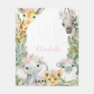 Cobertor De Velo Cobertorzinho de Bebê Safari Menina