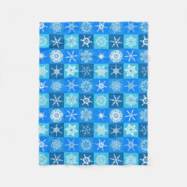 Cobertor De Velo Cobertura azul e branca do velo do floco de neve