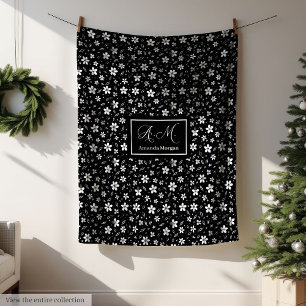 Cobertor De Velo Cobertura Botânica Preto Branco Personalizada Mini