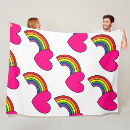 Cobertor De Velo Cobertura branca com arco-íris e corações cor-de-r