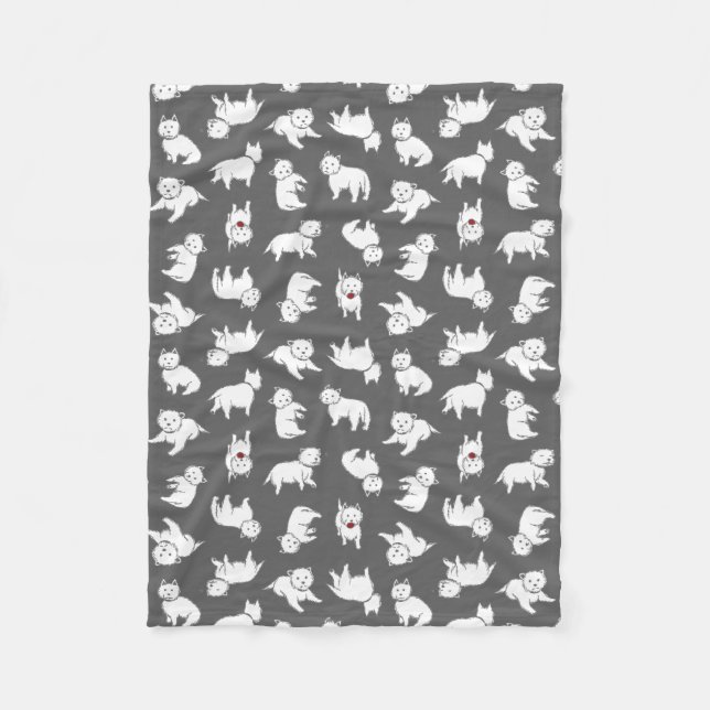 Cobertor De Velo Cobertura brincalhão do velo de Westies (Frente)