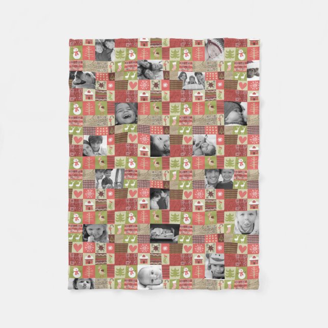 Cobertor De Velo Cobertura da colagem da foto do Natal 20 com (Frente)