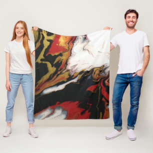 Cobertor De Velo Cobertura de Abstrato Vermelho Dourado, preto-chic
