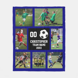 Cobertor De Velo Cobertura de colagem de foto de futebol azul