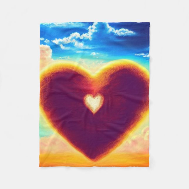 Cobertor De Velo Cobertura de Coração Rosa e Púrpura (Frente)