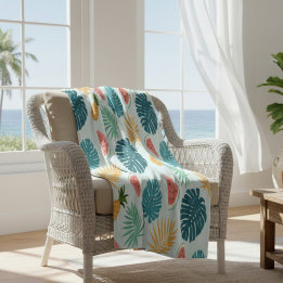 Cobertor De Velo Cobertura de Fleece de Melancia Azul Tropical