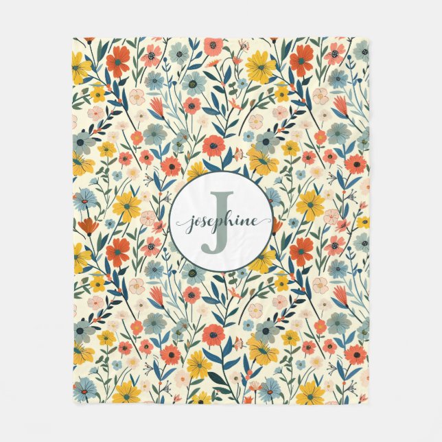 Cobertor De Velo Cobertura de Flor Botânica do Boho Personalizado (Frente)