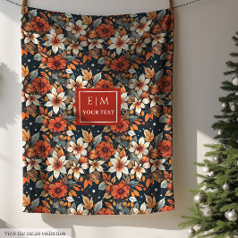 Cobertor De Velo Cobertura de flores enferrujada moderna com nome p