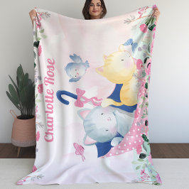 Cobertor De Velo Cobertura de garota com flores cor-de-rosa e gajos