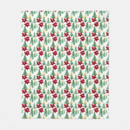 Cobertor De Velo Cobertura de Natal com árvores e poinsetos vermelh