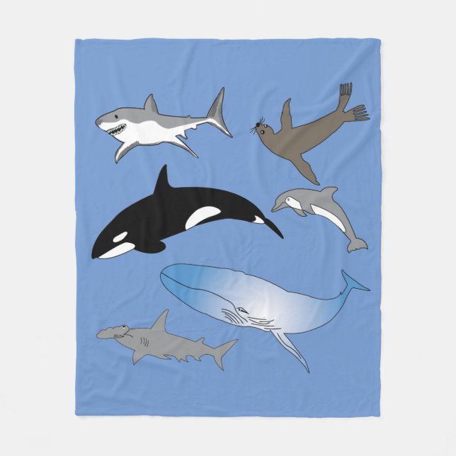 Cobertor De Velo Cobertura de velo, vida marinha, oceano, vida selv (Frente)