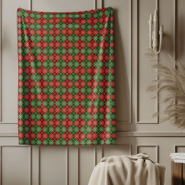 Cobertor De Velo Cobertura de Xadrez Verde Vermelha para o calor de