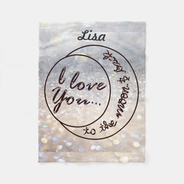 Cobertor De Velo Cobertura do bebê eu te amo à lua & à parte (Frente)